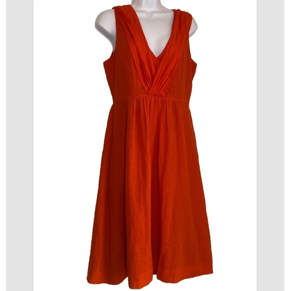 J. Crew Sleeveless Cotton Linen Elinor Dress 8 Tomato Girl Wedding Guest
